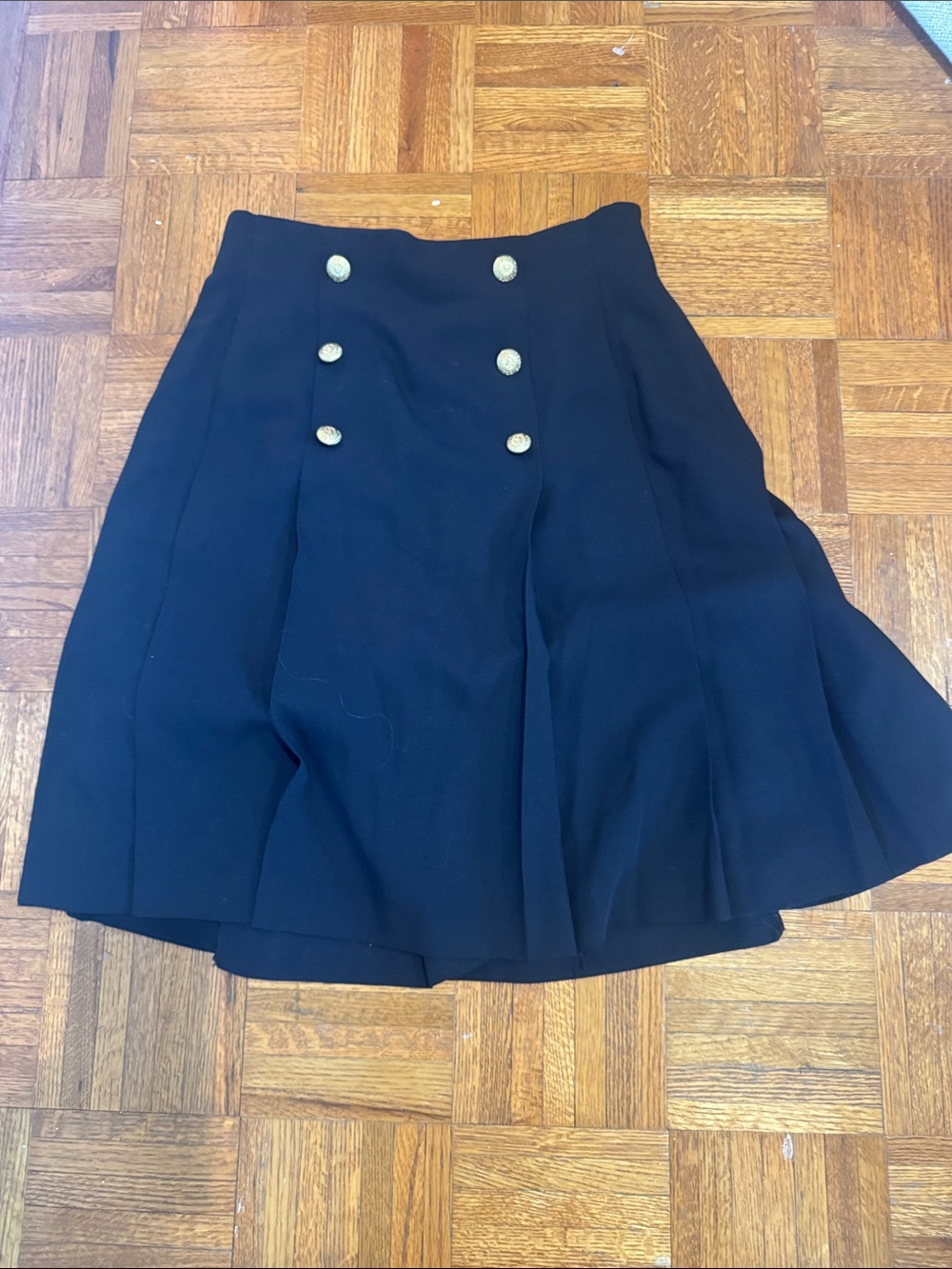Escada margaretha ley Black Double-Row Button vintage wool blend  Skirt